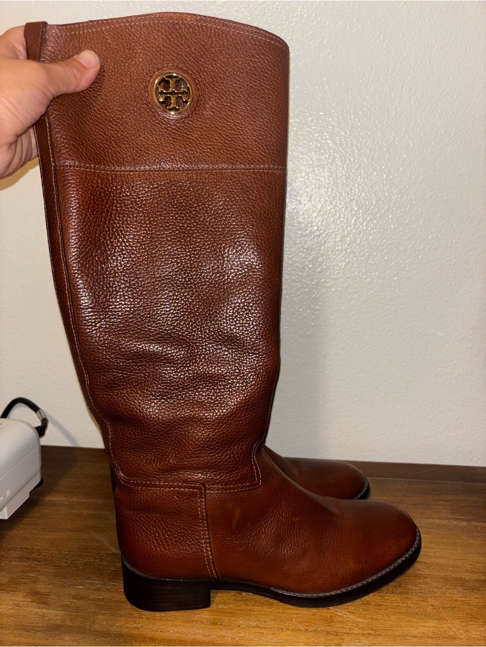 Tory Burch Junction Brown Pebbled Leather Tall Riding Boots Size 7.5 EUC! $498 - Picture 7 of 9